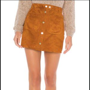 Intermix Sierra Copper Goat Suede Snap Mini Skirt